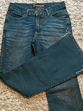 Younique Tribal Embroidered Bootcut Jeans Dark Wash Flare Y2K Size 3